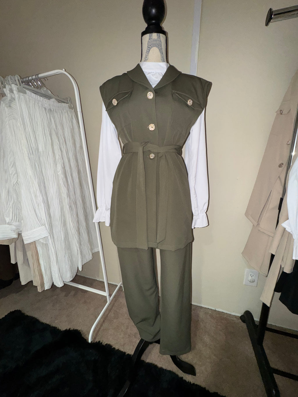 Olive Buttoned Suit