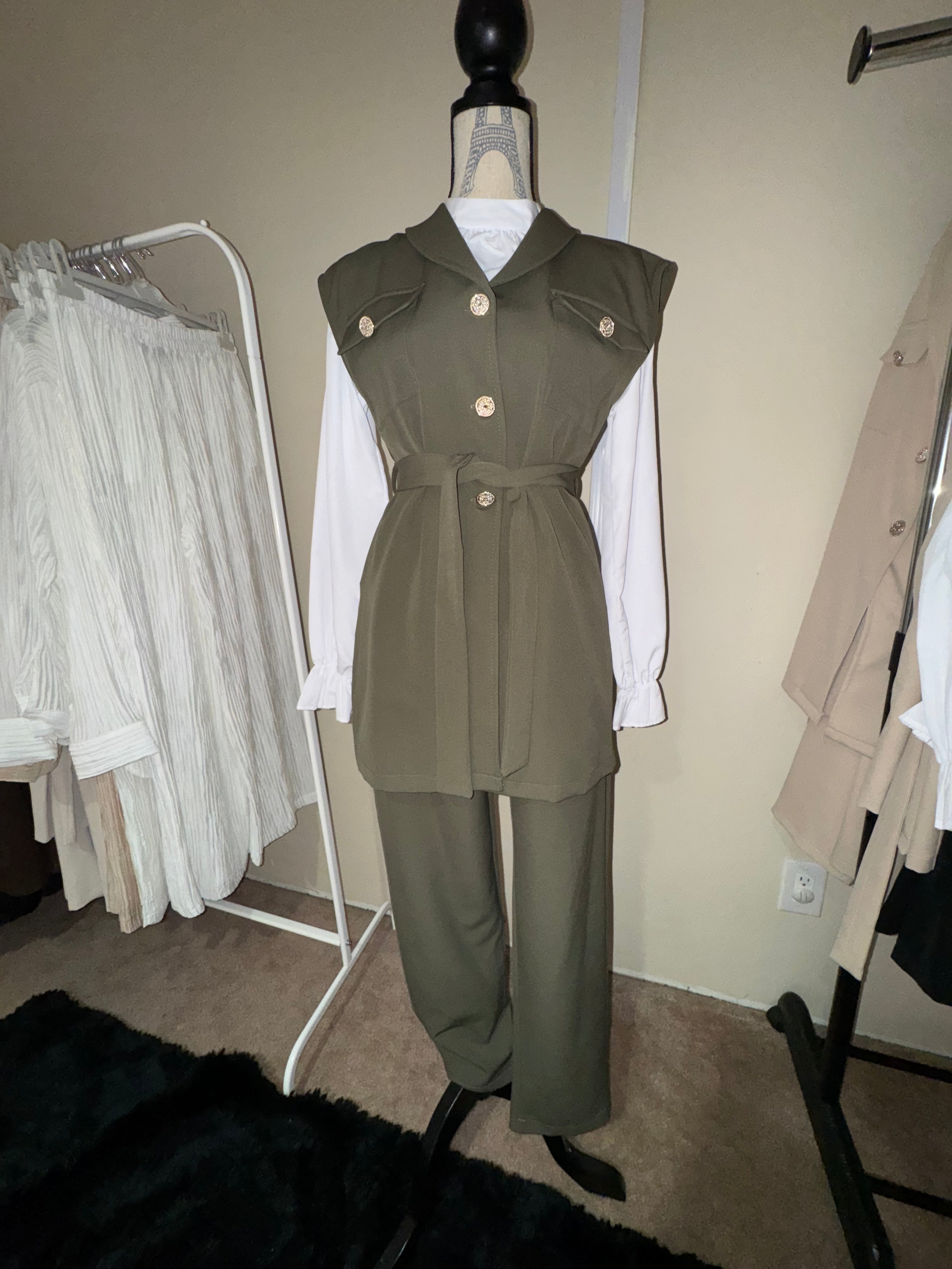 Olive Buttoned Suit